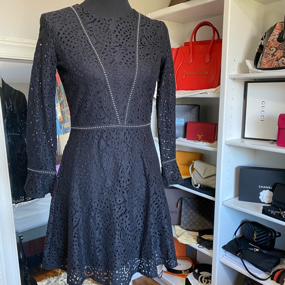 Mango Brand Black studded lace dress